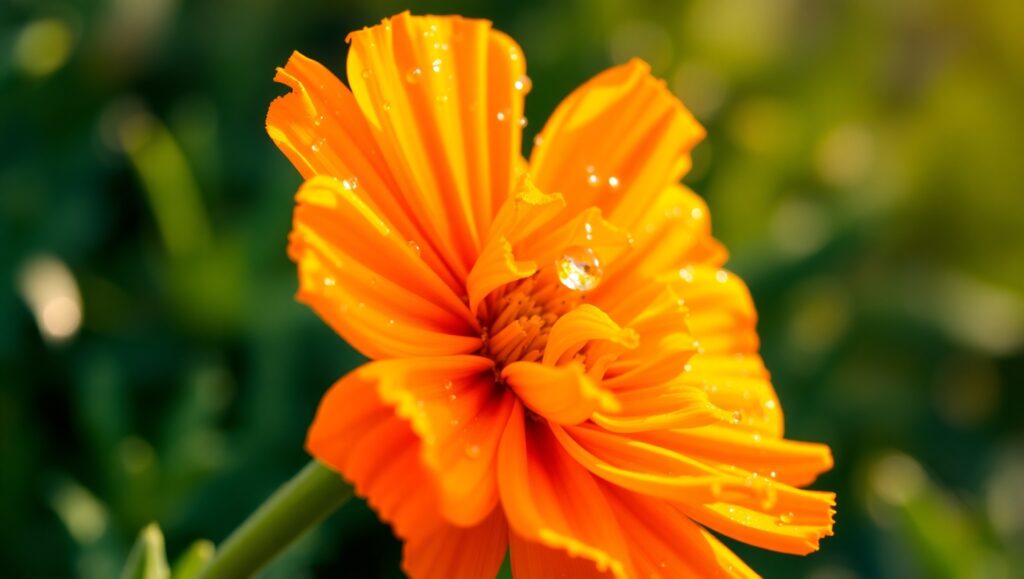 Morning Dew on Marigold Petals – free AI stock image