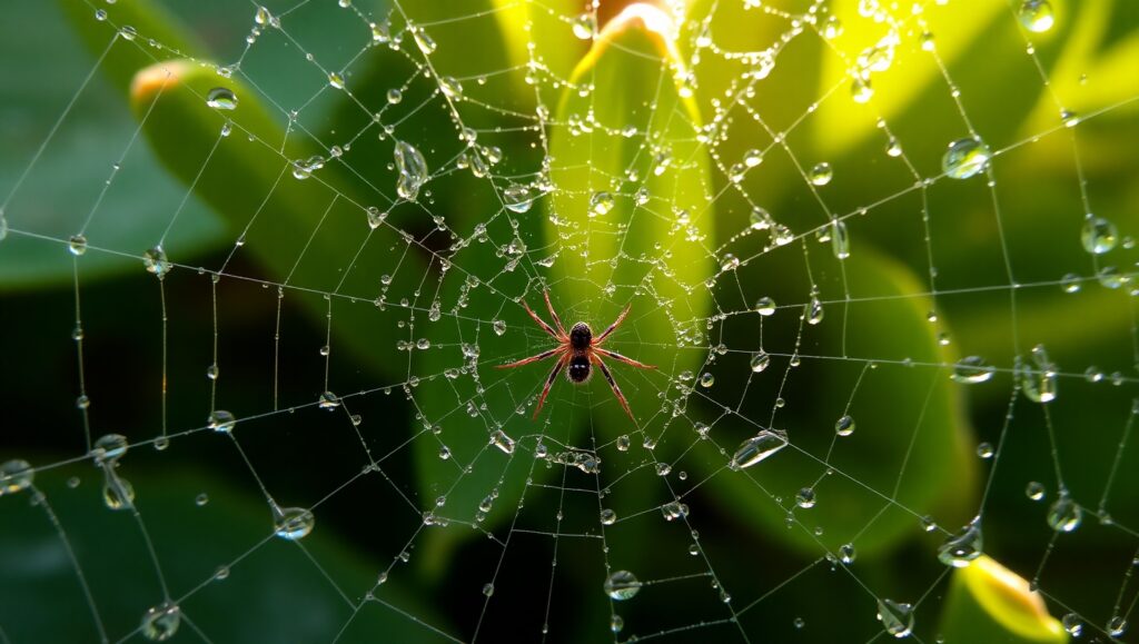 Morning Dew on Spider – free AI stock image