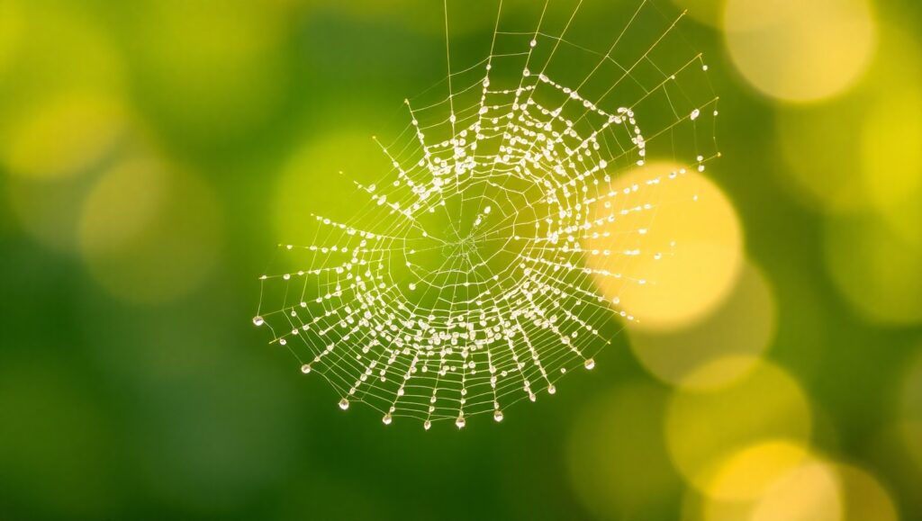 Morning Dew on Spider – free AI stock image