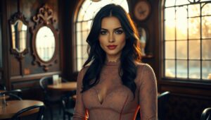Morning Elegance in Vintage Cafe – free AI stock image