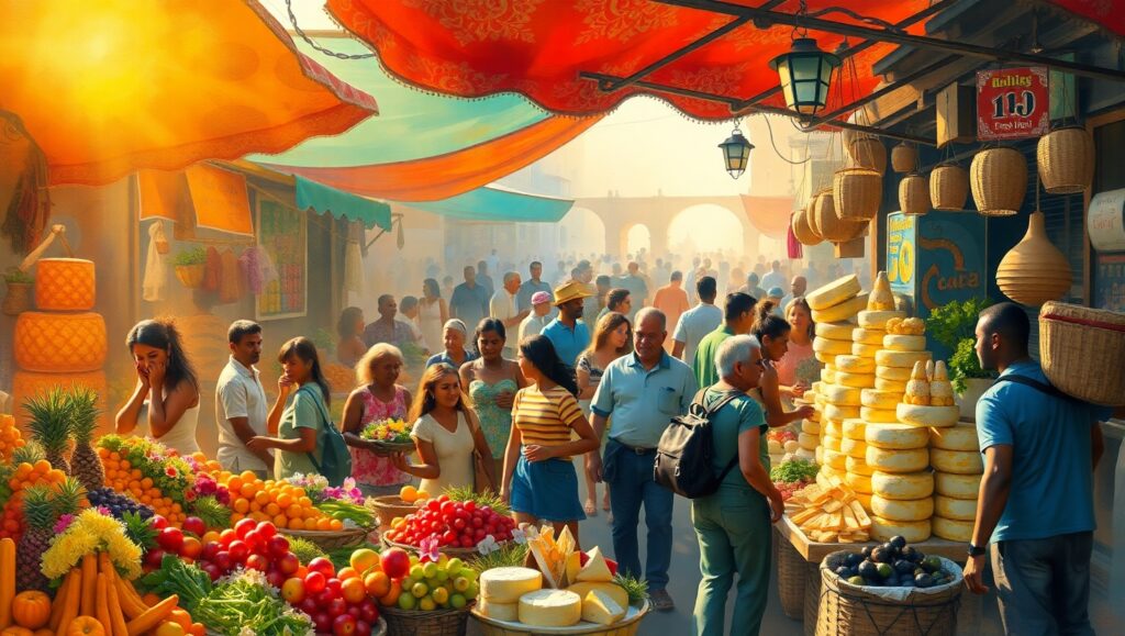 Morning Market in Soft Light – free AI stock image
