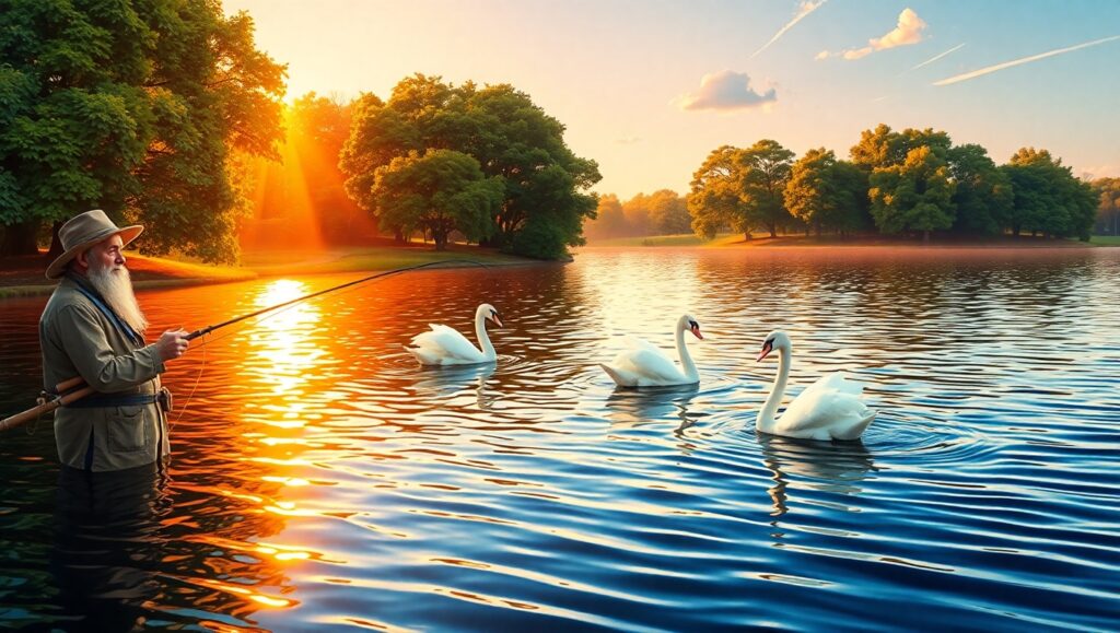 Morning Serenity by the Lake – free AI stock image