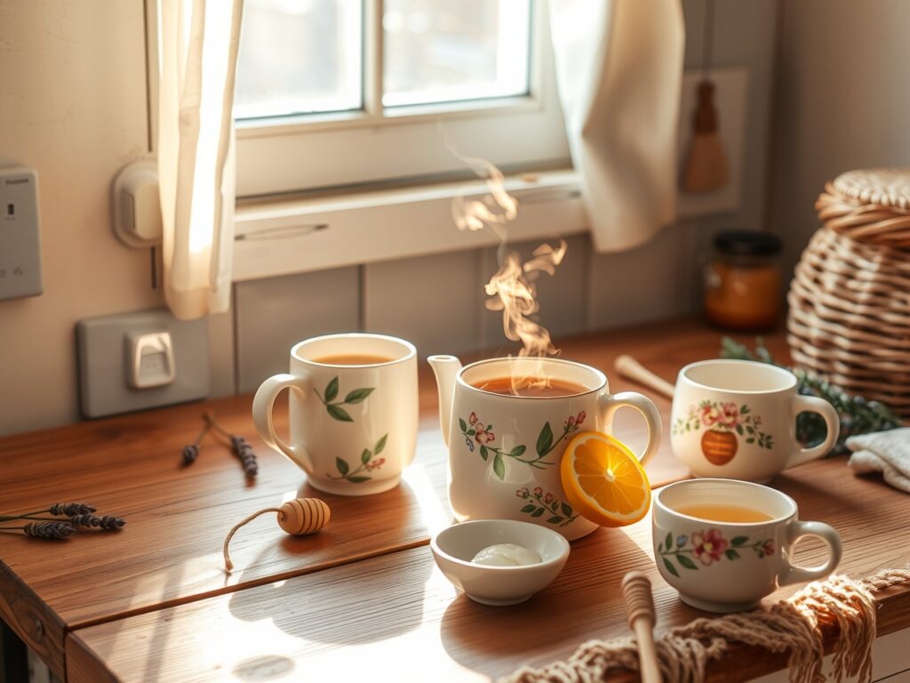 Morning Tea Ritual in a Cozy Kitchen – free AI stock image