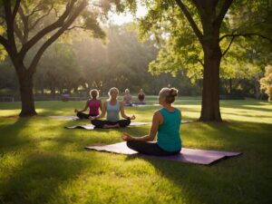 Morning Yoga Routine in a Serene Park – free AI stock image