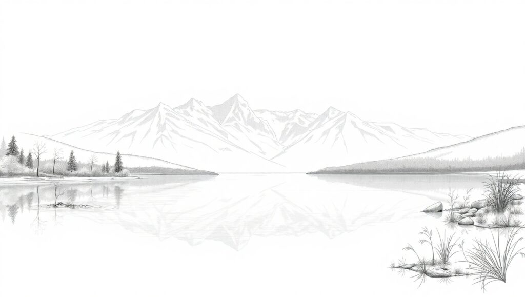 Mountain Reflections on Serene Lake – free AI stock image