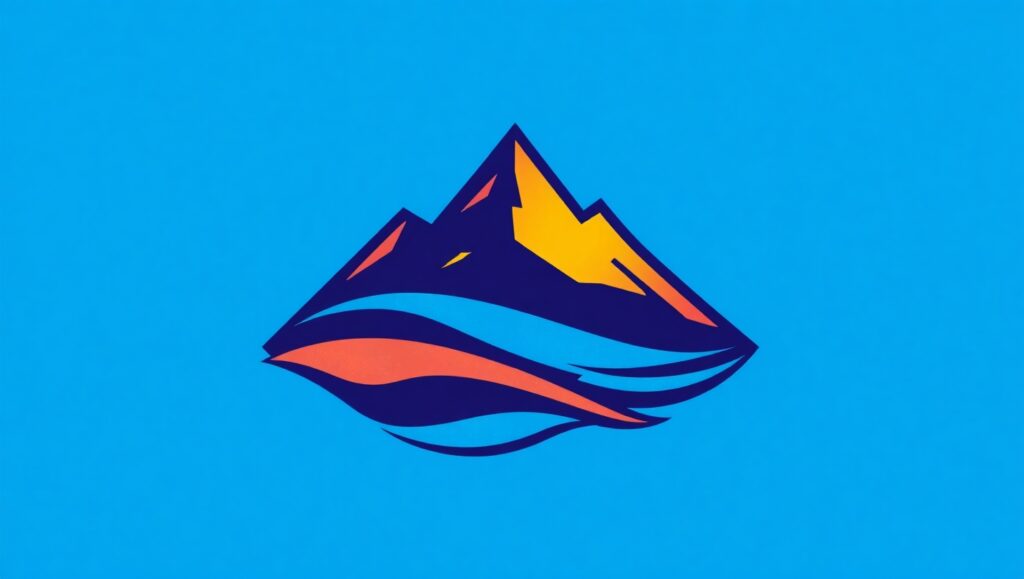 Mountain River Adventure Logo – free AI stock image