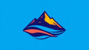 Mountain River Adventure Logo – free AI stock image