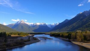 Mountain River Serenity Sketch – free AI stock image