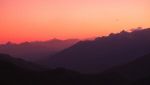 Mountains at Sunset in Duotone – free AI stock image