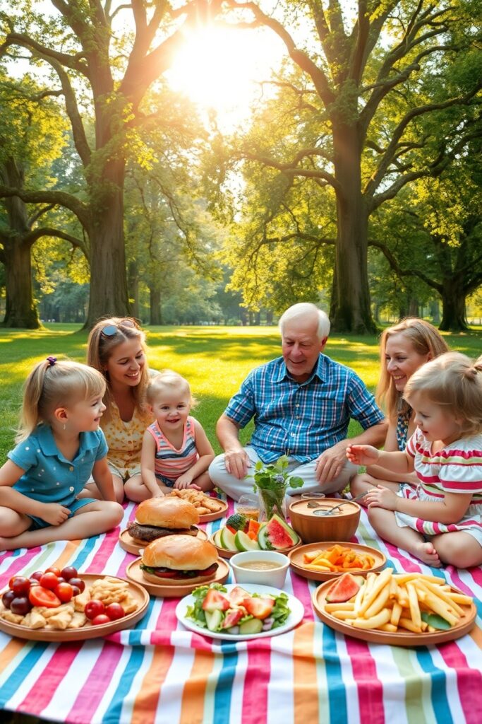 Multi-Generational Family Gathering in Nature – free AI stock image