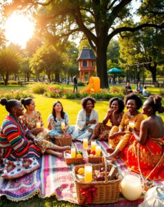 A Multicultural Gathering of Friends in a Park – free AI stock image