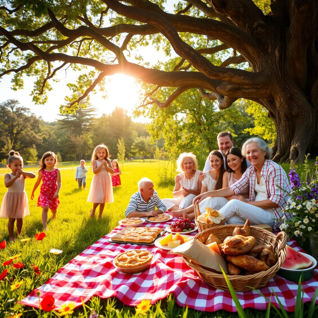 A Multigenerational Family Gathering in the Park – free AI stock image