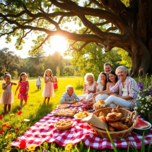 A Multigenerational Family Gathering in the Park – free AI stock image
