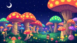 Mushroom Forest Adventure – free AI stock image