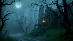 Mysteries of the Haunted Forest – free AI stock image
