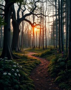 Mysterious Forest at Dusk – free AI stock image