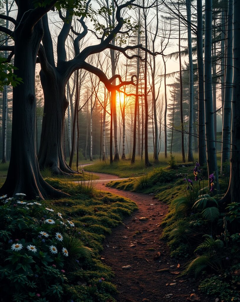 Mysterious Forest at Dusk – free AI stock image