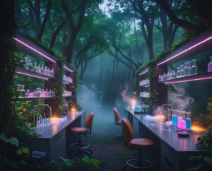 Mysterious Laboratory Within an Enchanted Forest – free AI stock image