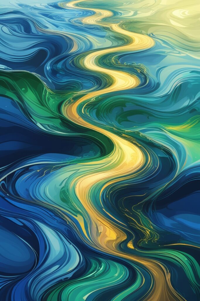 Mystical Abstractions of Flowing Rivers – free AI stock image