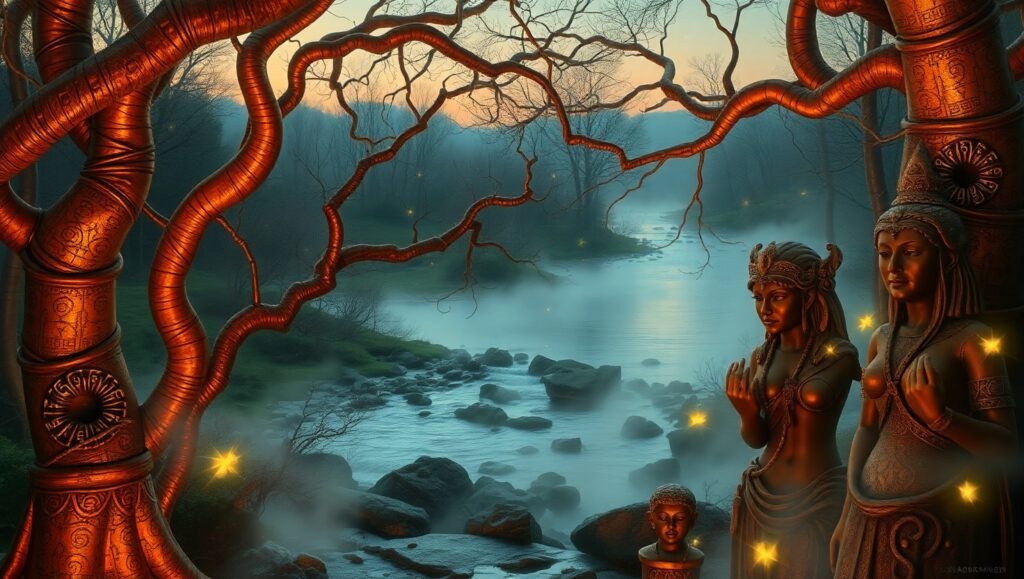 Mystical Bronze Forest Awakening – free AI stock image