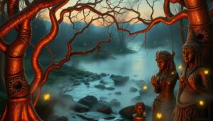 Mystical Bronze Forest Awakening – free AI stock image