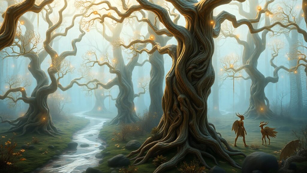 Mystical Bronze Forest Creatures – free AI stock image