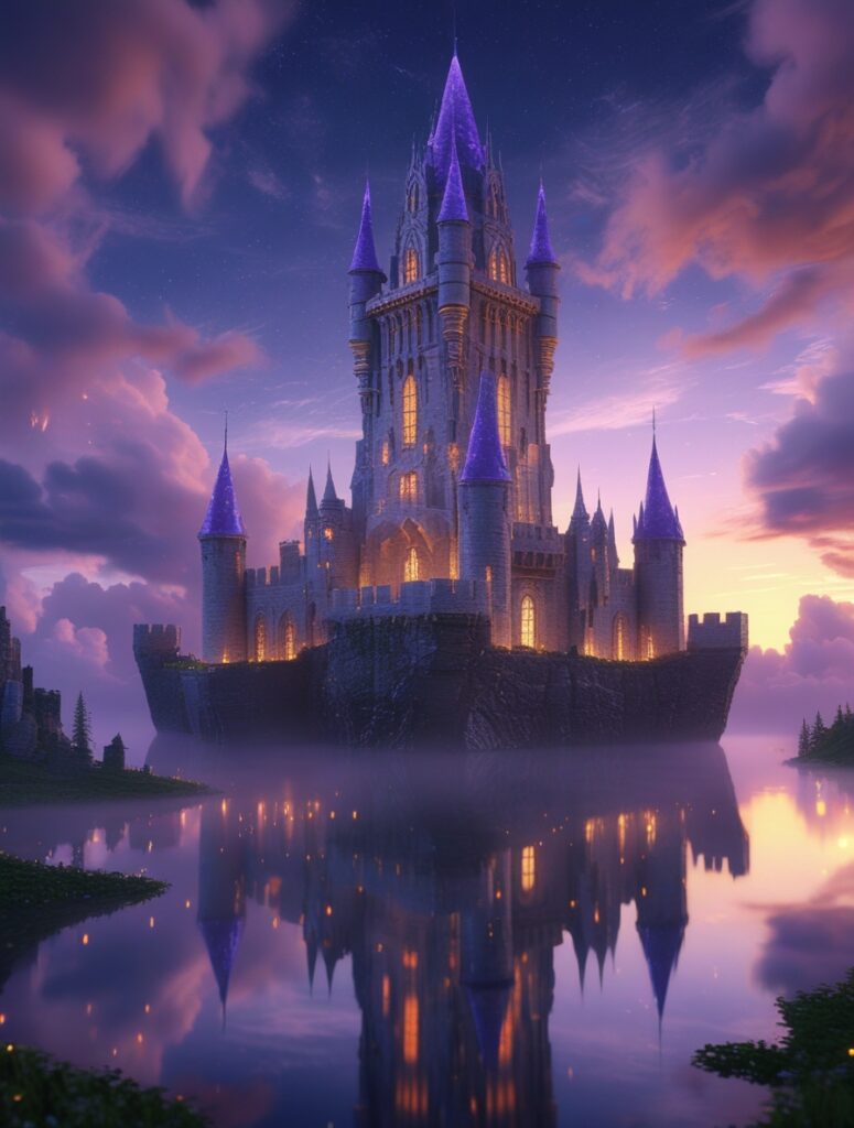Mystical Floating Castle in Twilight – free AI stock image