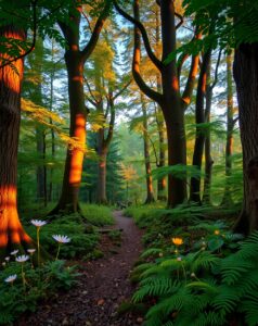 Mystical Forest Glade at Dusk – free AI stock image