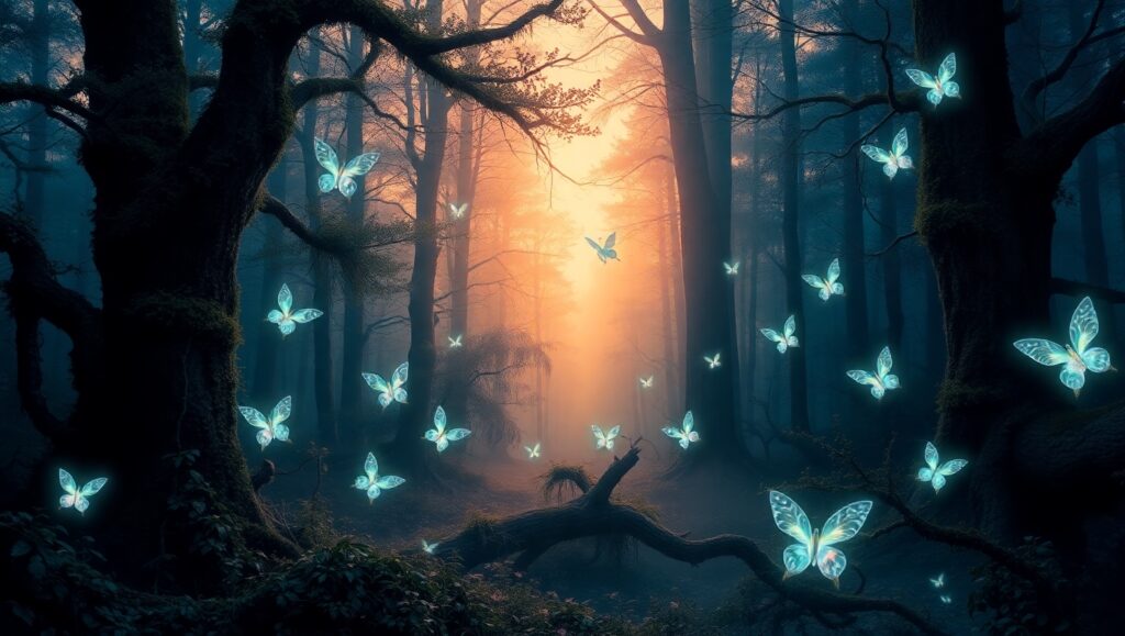 Mystical Forest Spirits at Dusk – free AI stock image