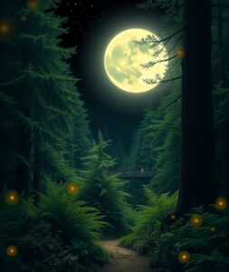 Mystical Forest Under a Starry Sky – free AI stock image