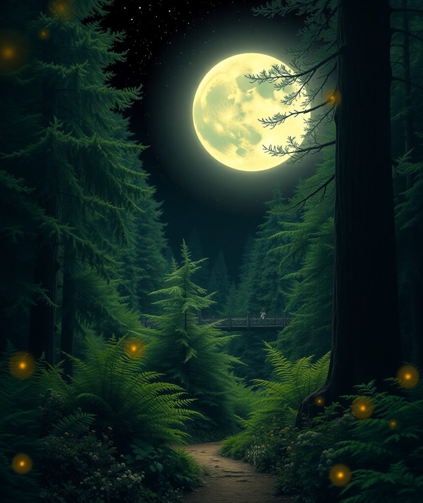 Mystical Forest Under a Starry Sky – free AI stock image