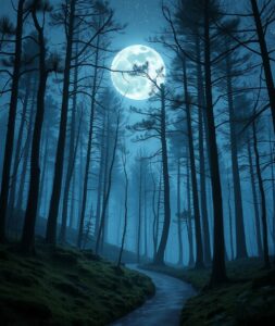 Mystical Forest Under a Starry Sky – free AI stock image