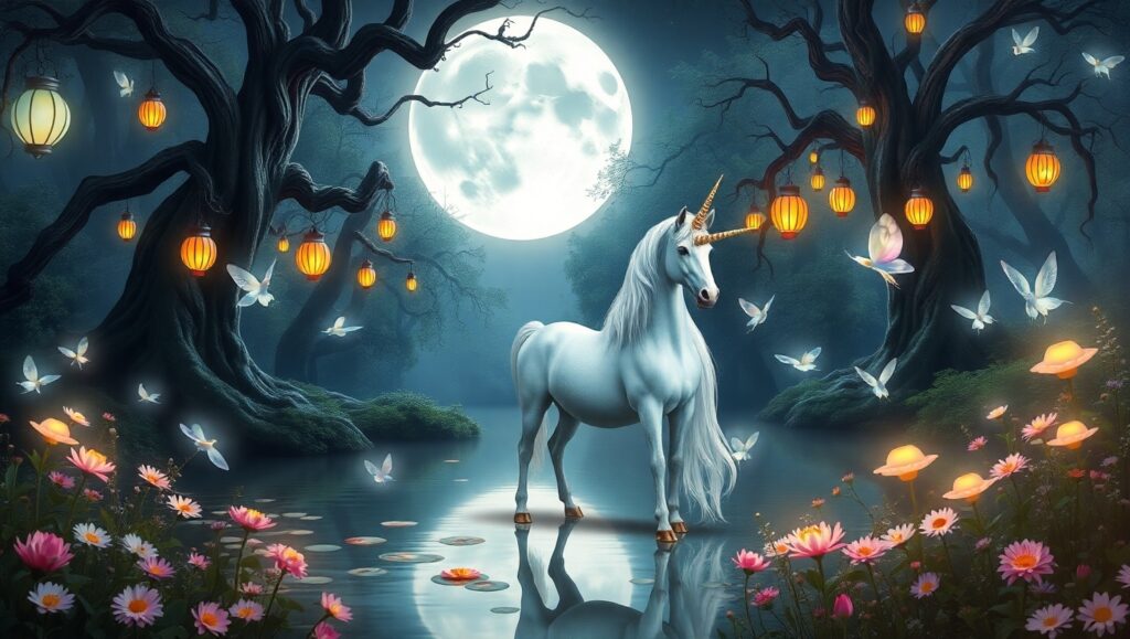 Mystical Forest Under Moonlight – free AI stock image