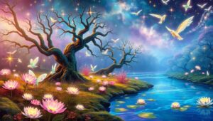 Mystical Forest Under Starry – free AI stock image