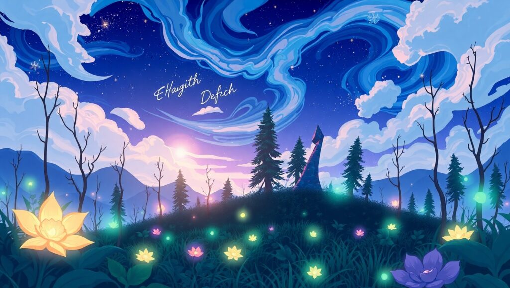 Mystical Forest Under Starry – free AI stock image
