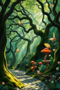 Mystical Forest with Enchanted Creatures – free AI stock image
