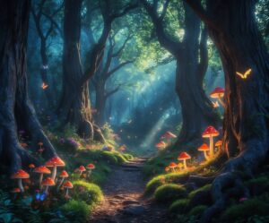 Mystical Forest with Enchanted Creatures – free AI stock image