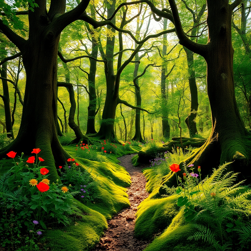 Mystical Forest with Enchanted Glade – free AI stock image