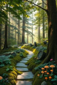 Mystical Forest with Enchanted Light – free AI stock image