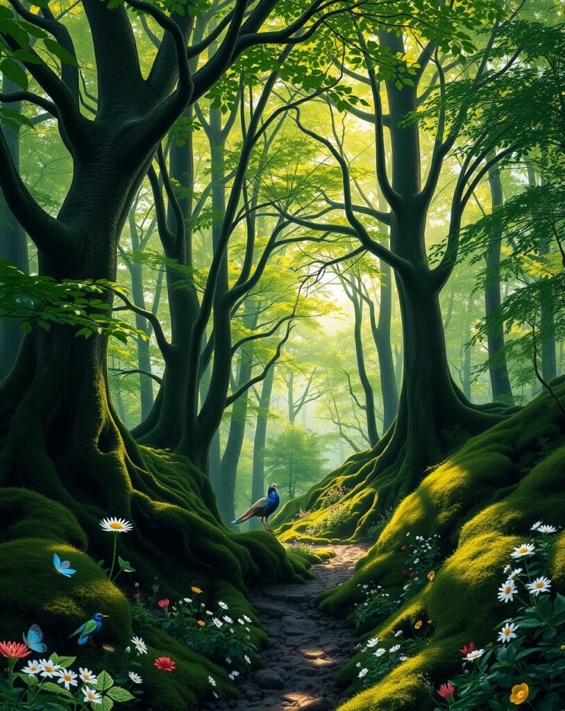 Mystical Forest with Lush Greenery – free AI stock image