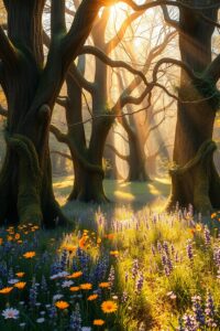 Mystical Glade in Enchanted Forest – free AI stock image