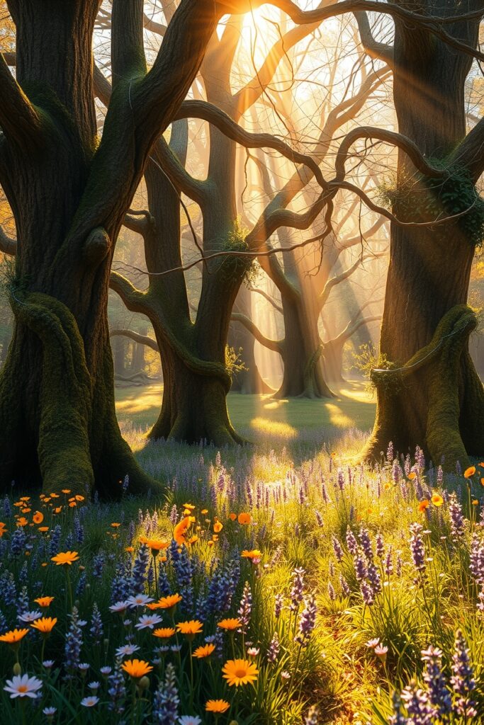 Mystical Glade in Enchanted Forest – free AI stock image