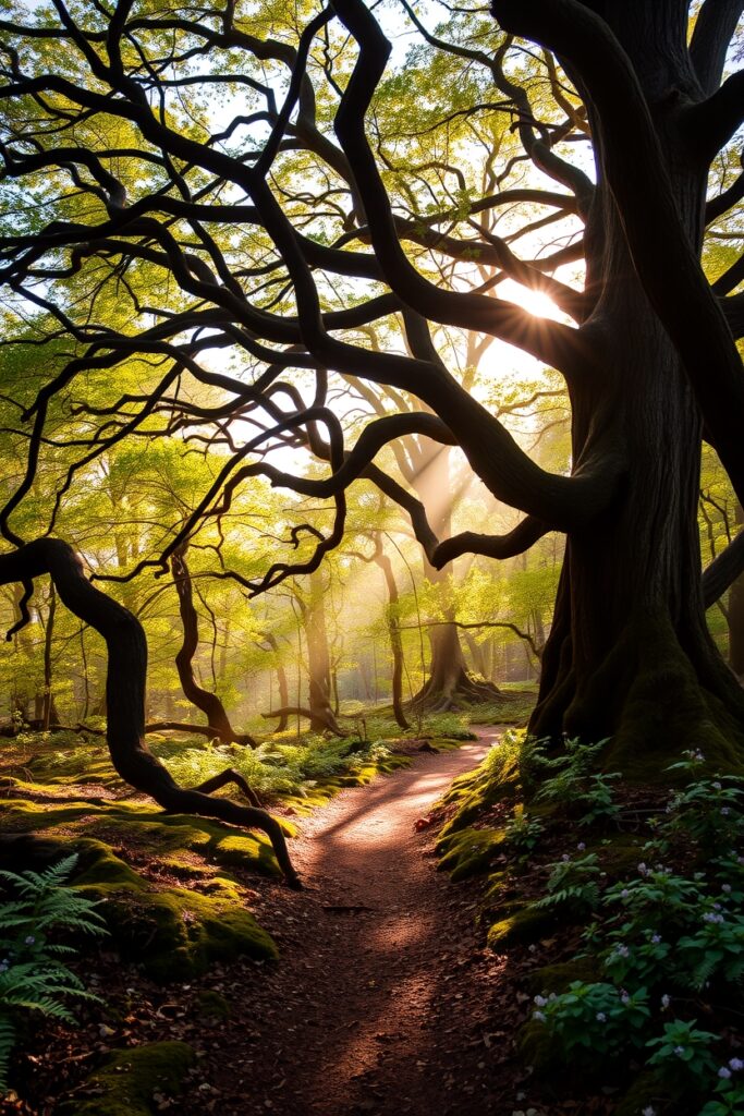 Mystical Glow in the Enchanted Forest – free AI stock image