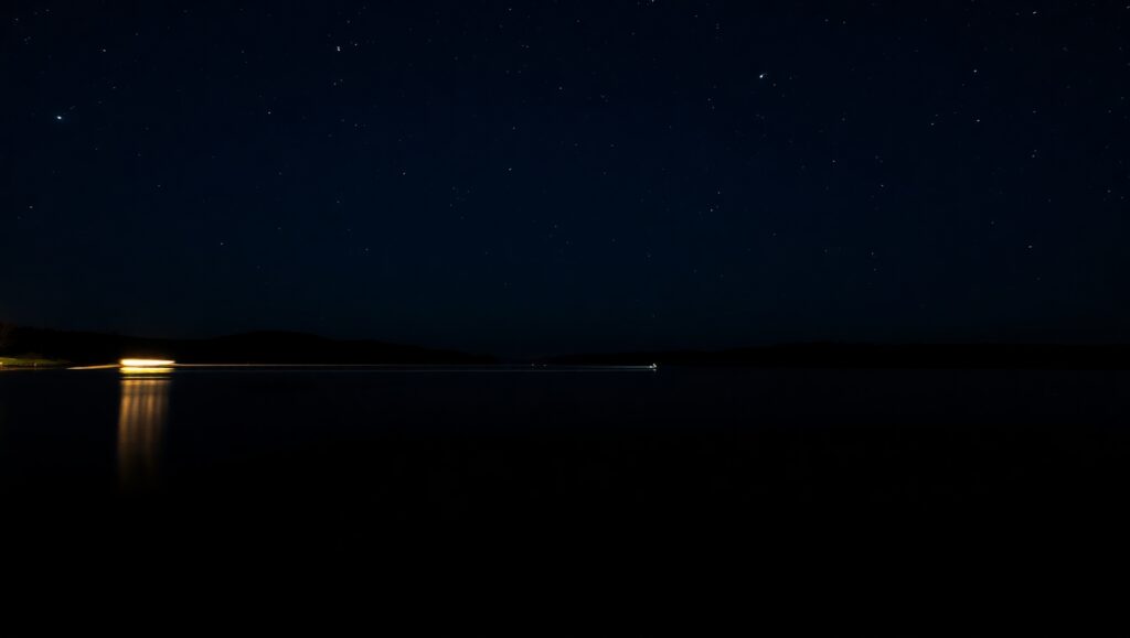 Mystical Lake Under Starry Night – free AI stock image