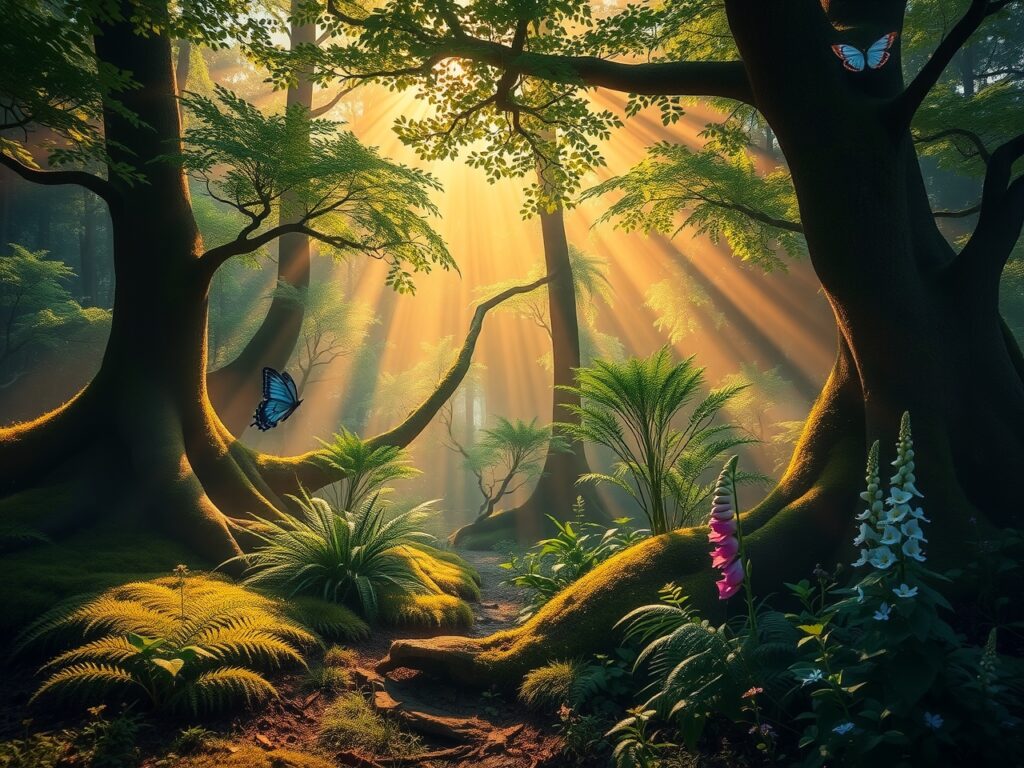 Mystical Morning in the Enchanted Forest – free AI stock image