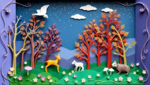 Mystical Origami Forest Scene – free AI stock image