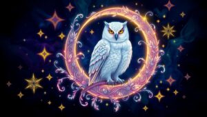 Mystical Owl on Crescent Moon – free AI stock image