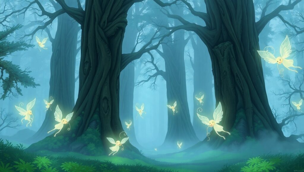 Mystical Spirits in Enchanted Forest – free AI stock image