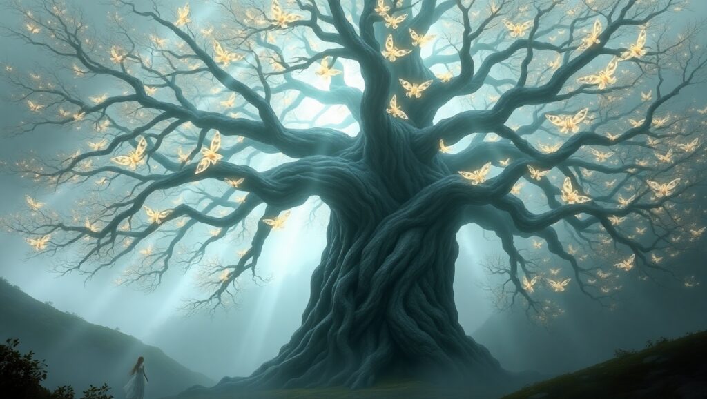 Mystical Tree of Light – free AI stock image