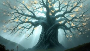 Mystical Tree of Light – free AI stock image